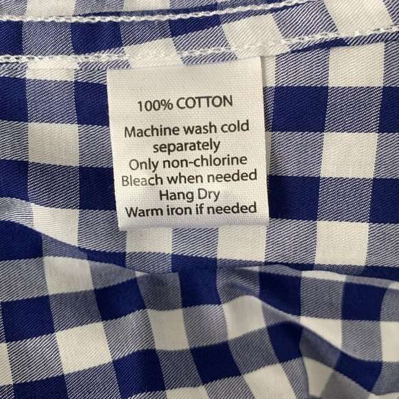 UnTuckIt Belleza Blue and White Checkered Button Up Top Size 0 - Picture 5 of 7